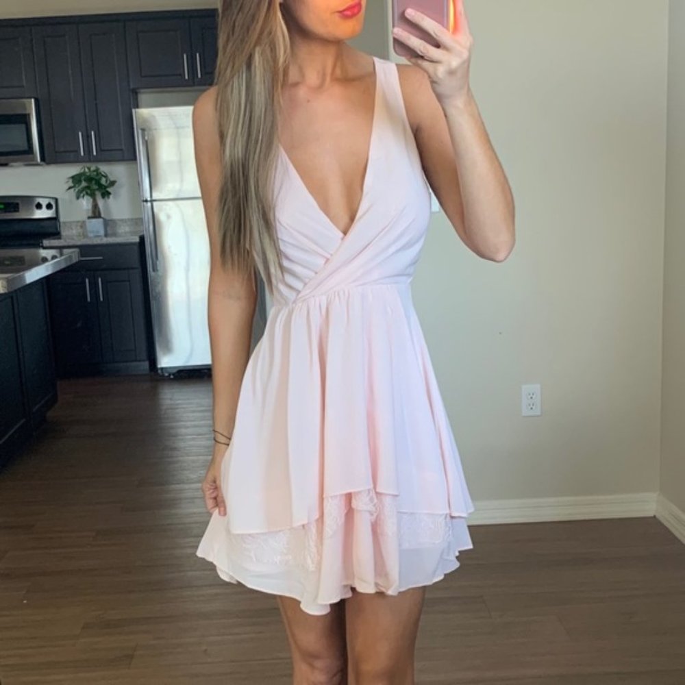 -New Anthropologie Blush Ruffle Fit & Flare Dress-